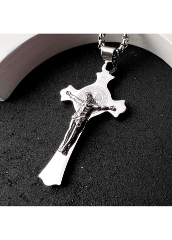 Хрестик із розп'яттям з нержавіючої медичної сталі PSC-091 No Brand (351503732)