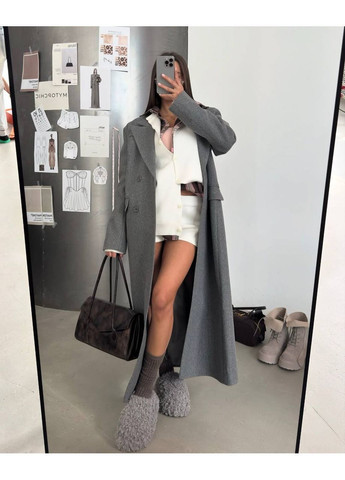 Серое демисезонное Женское пальто No Brand