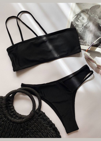 Чорний купальник топ, роздільний, бандо Domino