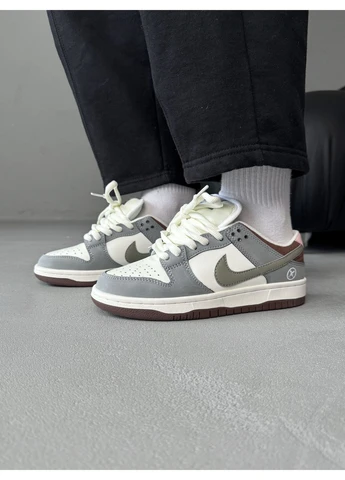 Білі кросівки чоловічі nike sb dunk grey/white/brown найк сб данк білі демісезон No Brand