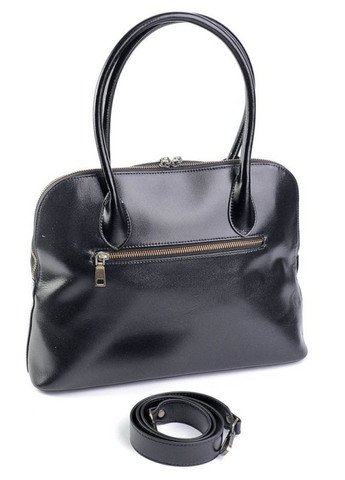 Жіноча сумка саквояж з натуральної гладенької шкіри велика чорна No Brand (364315757)