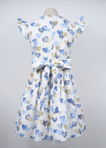 Белое платье голубые сердца на белом GEX (297081079)