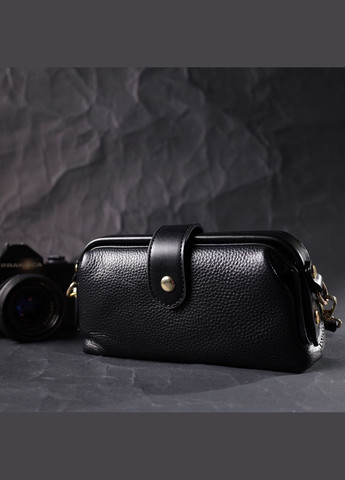 Интересный клатч в классическом цвете с интересной защелкой из натуральной кожи 22427 Vintage (298569401)