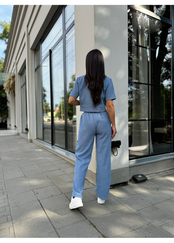 Женский прогулочный костюм из микро-вельвета голубого цвета 34174 Fashion (353689699)