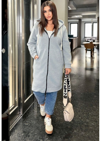 Теплая удлиненная толстовка Oversize на молнии No Brand (358052207)