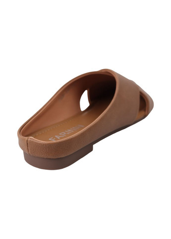 Бежевые шлепанцы женские капучино натуральная кожа FARINNI