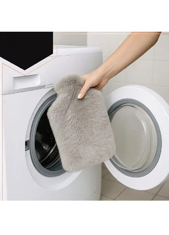 Грелка резиновая в плюшевом чехле для согрева при простуде с поддержкой тепла до 8 часов 3.5 л 41×24 см (482079-Prob) Серая Unbranded (370209081)