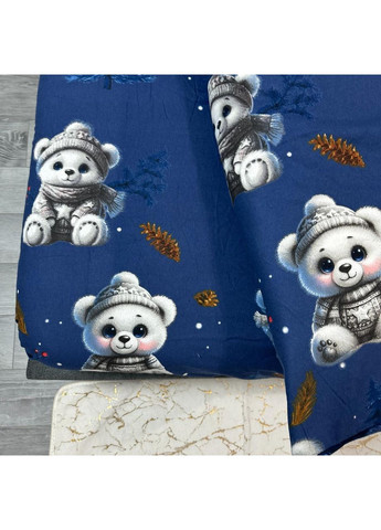 Зимнее постельное белье фланель (байка) семейный размер синего цвета – мягкость, тепло и новогоднее настроение! No Brand (370278937)