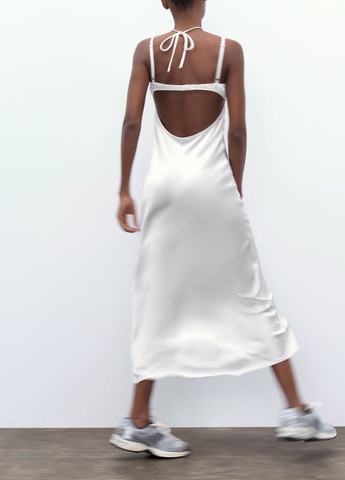 Белое домашнее платье Zara однотонное