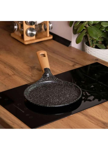 Алюмінієва млинна сковорода з мармуровим антипригарним покриттям Ø 20 см, товсте дно Black HP-4-426B MGC (370800678)