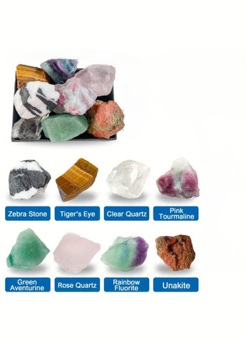 Набір - 8 штук необроблених кристалів Чакри (2 варіант) розмір каменя 18-29 мм No Brand (317563193)
