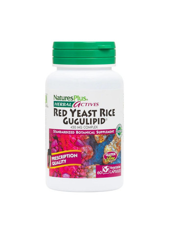 Натуральная добавка Herbal Actives Red Yeast Rice Gugulipid, 60 капсул Natures Plus (293478302)