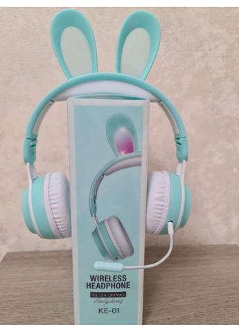 Беспроводные наушники с ушками зайчика, с игровым микрофоном и LED подсветкой КЕ-1(мятно) No Brand (367397195)