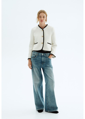 Жіночий укорочений піджак з букле Н&М (58492) XS Білий H&M (355797455)