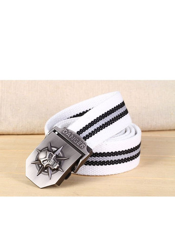 Ремень белый с черепом DANGER с полосками. КиП (306992906)