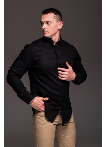 Черная повседневный, вечерний, классическая, кэжуал рубашка однотонная Vakko