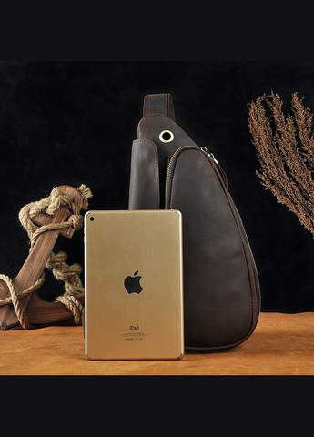 Кожаный Рюкзак мужской слинг tid3026C коричневый Tiding (306373193)