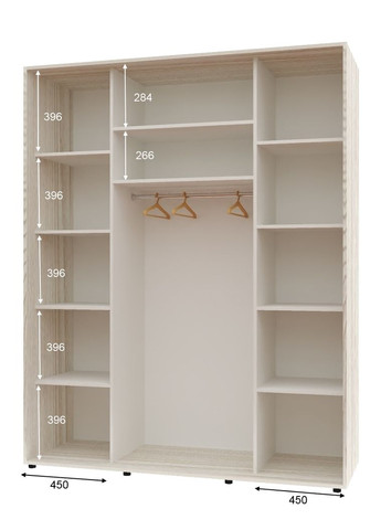 Шкаф-купе двухдверный Комфорт Мебель 150*60*210 см Дуб Беленый ДСП + Зеркало Макси Комфорт Меблі (360435895)