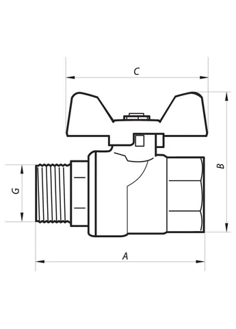Кран кульовий NF.722 - 3/4" FM ГШМ YELLOW з жовтою ручкою "метелик" для газу, латунь CW617N нікельована NOLF (399025193)