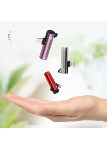 Переходник разветвитель для iphone 2 в 1 Lightning и 3,5 mm Audio адаптер для зарядки и прослушивания музыки China (366874420)