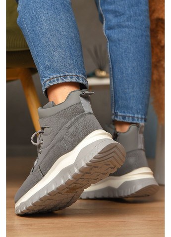 Кроссовки женские серого цвета на меху Let's Shop серые зима (365589427)