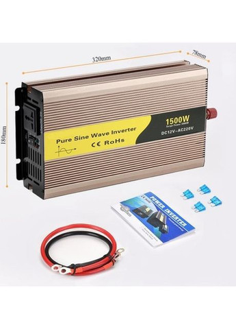 Автомобільний інвертор Pure Sine Wave Inverter 12В-220В перетворювач 1500 Вт із чистою синусоїдою (2104618826) No Brand (369963248)