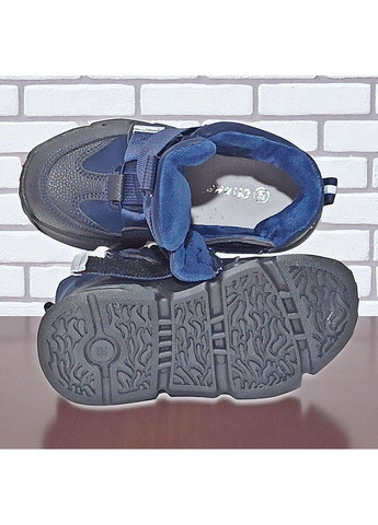 Темно-синие спортивные, повседневные, кэжуал осенние демисезонные ортопедические ботинки для мальчика, утепленные деми ботинки на флисе, осенние хайтопы на липучках клиби Clibee