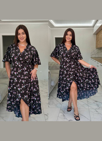 Черное нежное платье на запах Fashion