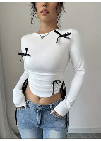 Лонгслів-топ з вишуканими бантиками — ЗАМІРИ В ОПИСІ DK/DL Мода без кордонів (372909179)