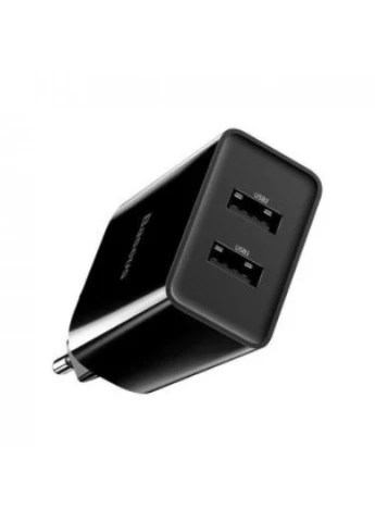 Мережевий зарядний пристрій для телефону з швидкою зарядкою QC 3.0 / PD Speed Mini | 2USB, 3A, 18W | Чорний Baseus (337352143)