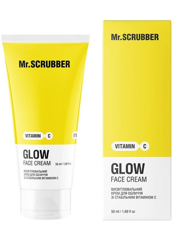 Висвітлювальний крем для обличчя зі стабільним вітаміном С Glow Vitamin C Face Cream 50ml (1400006-23590309) Mr. Scrubber (368603811)