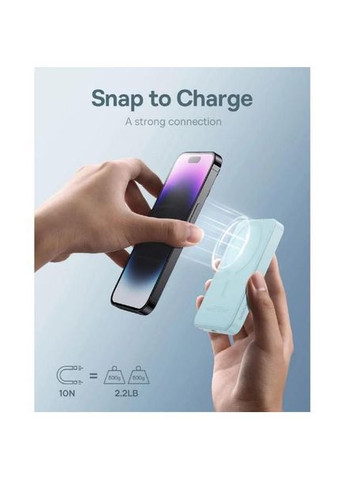 Магнитный павербанк Magnetic 5000 mAh 20W с беспроводной зарядкой Magsafe и индикатором заряда УМБ Голубой Baseus (349824364)