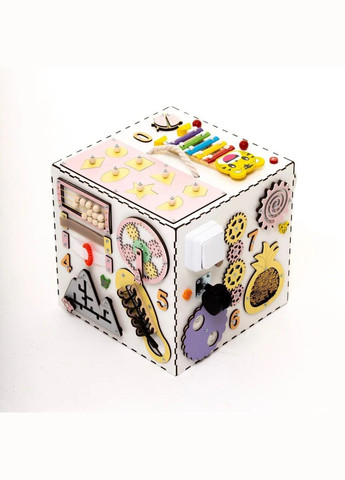 Бізікуб для дівчинки 35 ігрових зон Білий 30х30х30 см Handmade 213-001-007 (346085183)