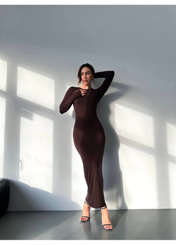 Темно-коричневое платье женское футляр длинное. силуэтное платье No Brand