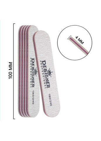 Міні пилочка Designer овальна двостороння - для манікюру та педикюру 180/240 грит Designer Professional (292734655)