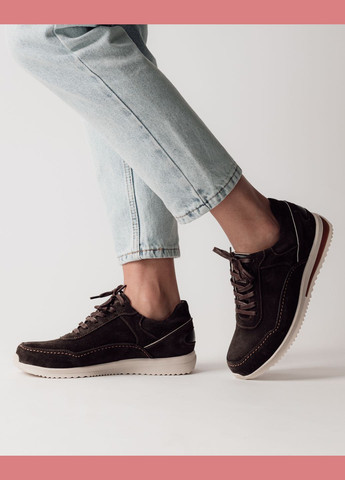 Кроссовки женские коричневые кожа замша Krula коричневые всесезоны (324836427)