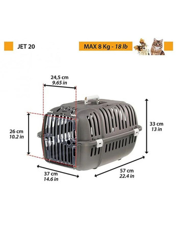Переноска для котов и собак Jet 20 с пластиковой дверцей 73045099 Ferplast (278369058)