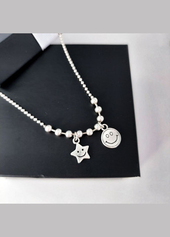 Жіночий браслет на ногу з кулоном Smile покритий сріблом DeKolie (294202669)