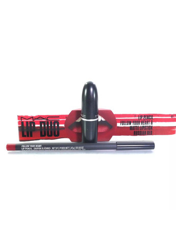 Набор для губ Lip Duo (карандаш Pencil Follow Your Heart 1,45 г и помада Matte Lipstick Ukrainian Red 3 г) MAC (294635634)
