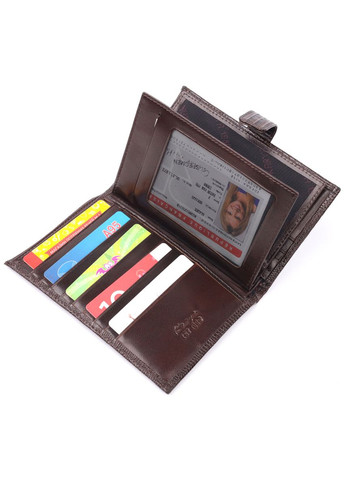 Лакированное мужское портмоне с хлястиком для карт и документов коричневое (sku_21194) No Brand (327819630)