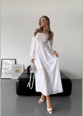 Білий повітряна ніжна біла сукня з легким кріпленням шифону з підкладкою No Brand однотонна