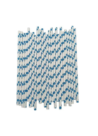 Коктейльні трубочки у горох 25 штук 20 см блакитно-білий Jannet трубочка (333969014)
