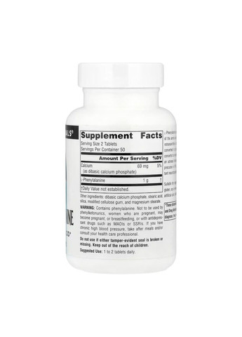 L-фенилаланин, 100 таблеток Source Naturals (352197513)