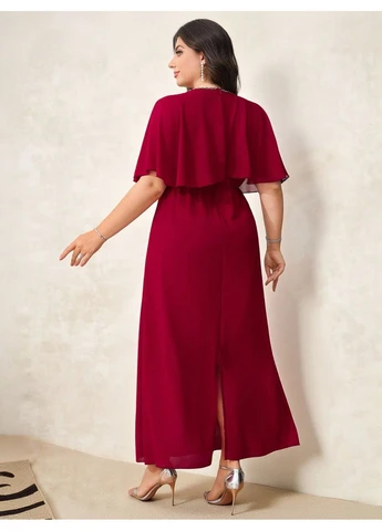 Бордовое платье SHEIN однотонное