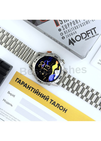 Смарт-годинник чоловічий з металевим браслетом Amoled екран Combat Silver Army Modfit (371776394)