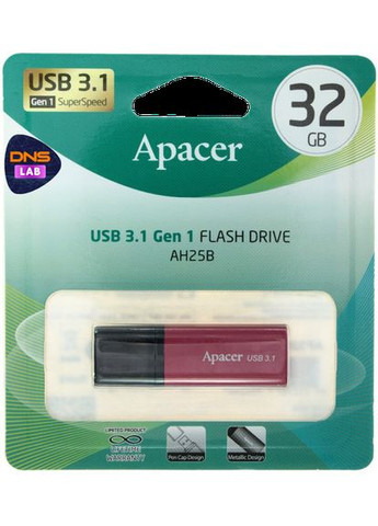 USB флеш накопитель AH25B 32 GB USB 3.1 AP32GAH25BR1 красный Apacer (279554687)