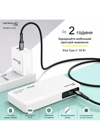 Компактный power bank kanfulon 20000мАч мощный 65w No Brand (401799337)