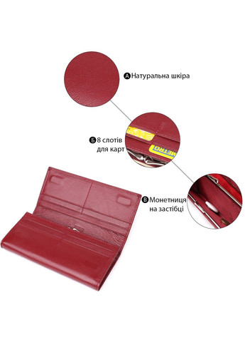 Місткий жіночий гаманець із натуральної шкіри 23089 Бордовий st leather (330359591)