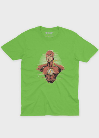 Салатовая демисезонная футболка для мальчика с принтом супергероя - флэш (ts001-1-kiw-006-010-008-b) Modno