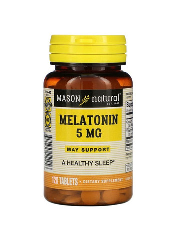 Мелатонін 5 мг, Melatonin,, 120 таблеток Mason Natural (315145913)